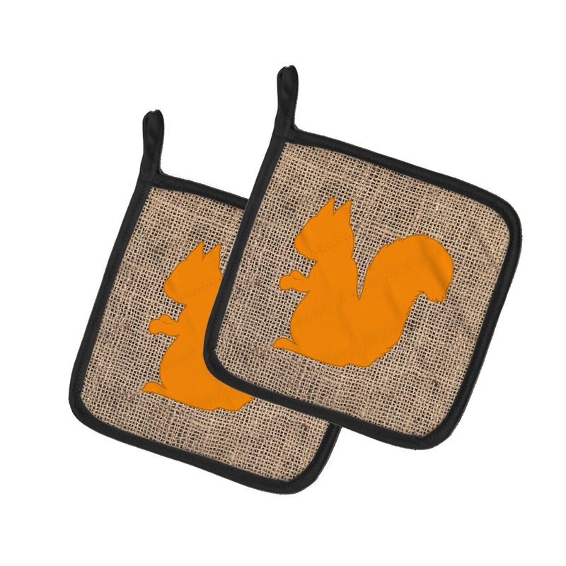 Squirrel Faux Burlap and Orange - Set of 2 - Heat-Resistant Kitchen Essentials BB1119-BL-OR-PTHD