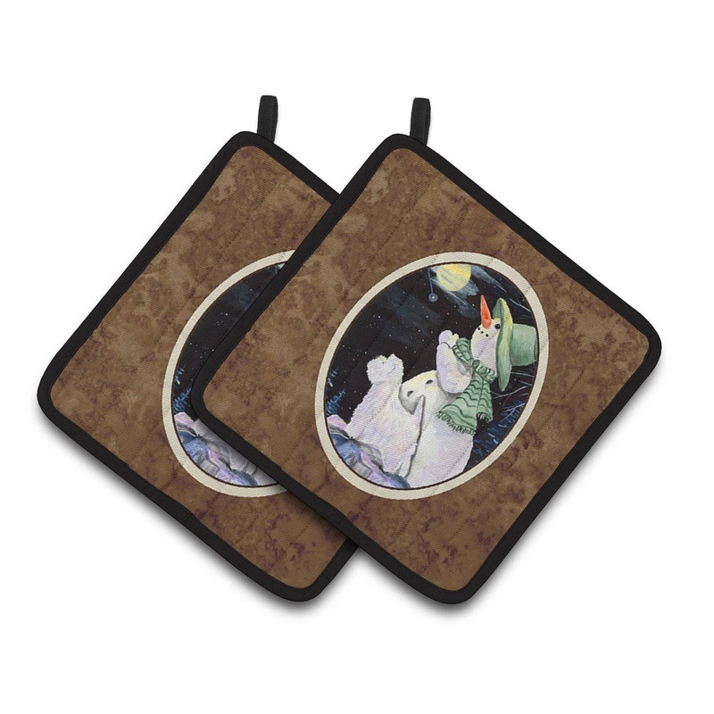 Snowman with Westie Pot Holders - Set of 2 Decorative Kitchen Helpers | Made in the USA SS8797PTHD
