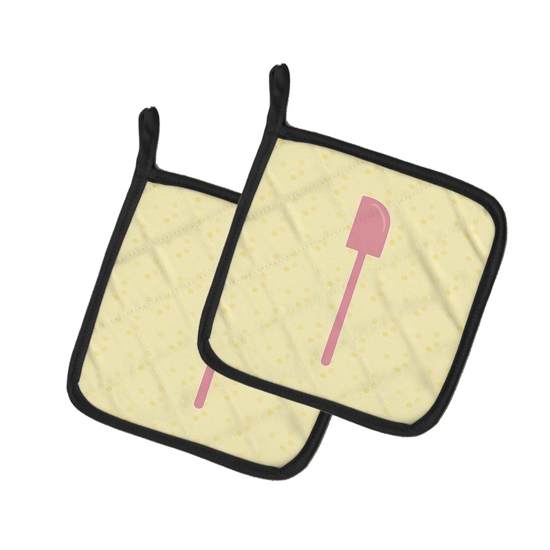 Spatula on Yellow Pot Holders - Set of 2 - Heat-Resistant Kitchen Essentials BB7283PTHD
