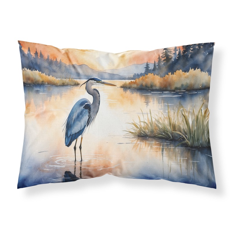 Blue Heron in the Golden Hour Standard Pillowcase  Artistic Decorative Front, White Back