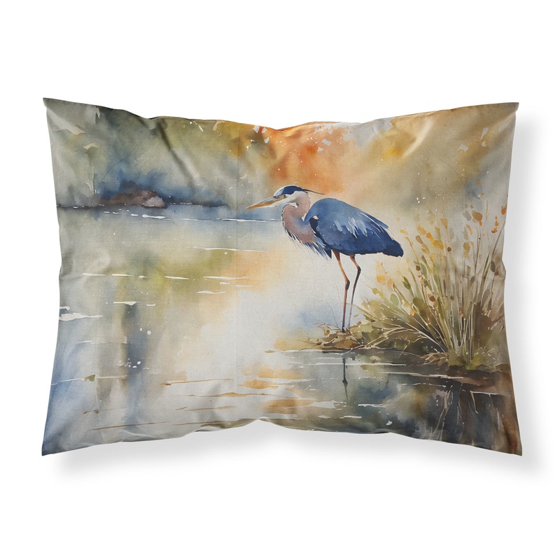 Blue Heron Standard Pillowcase  Artistic Decorative Front, White Back