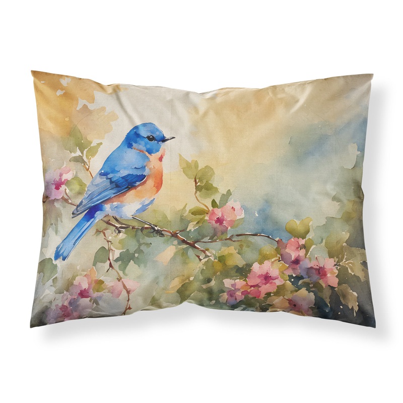 Bluebird Standard Pillowcase  Artistic Decorative Front, White Back