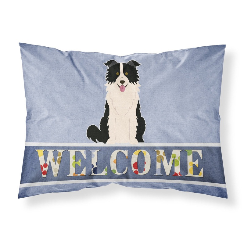 Border Collie Black White Welcome Fabric Standard Pillowcase  Artistic Decorative Front, White Back BB5699PILLOWCASE