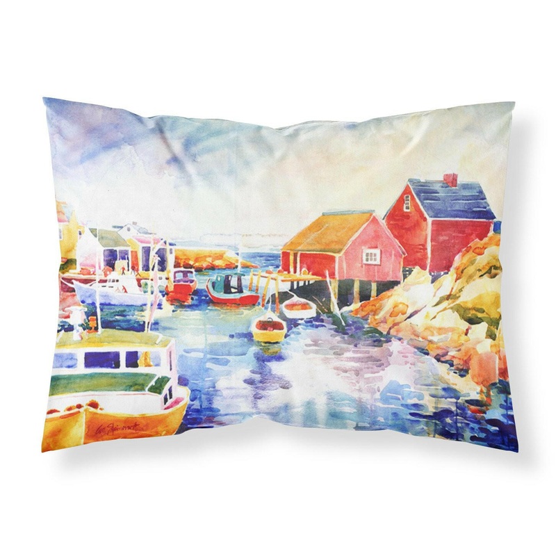Boats at Harbour with a view Standard Pillowcases  Artistic Decorative Front, Crisp White Back