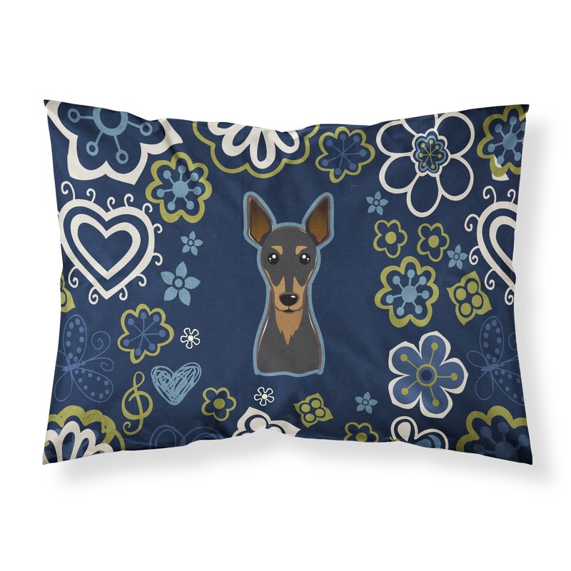 Blue Flowers Min Pin Fabric Standard Pillowcase  Artistic Decorative Front, White Back BB5091PILLOWCASE