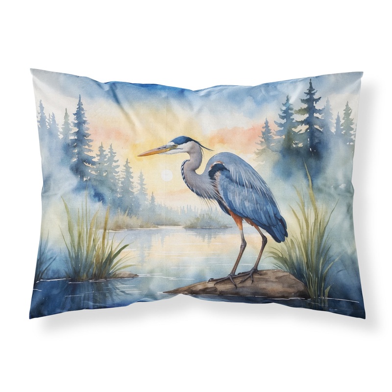 Blue Heron Emerging as the day fades Standard Pillowcase  Artistic Decorative Front, White Back