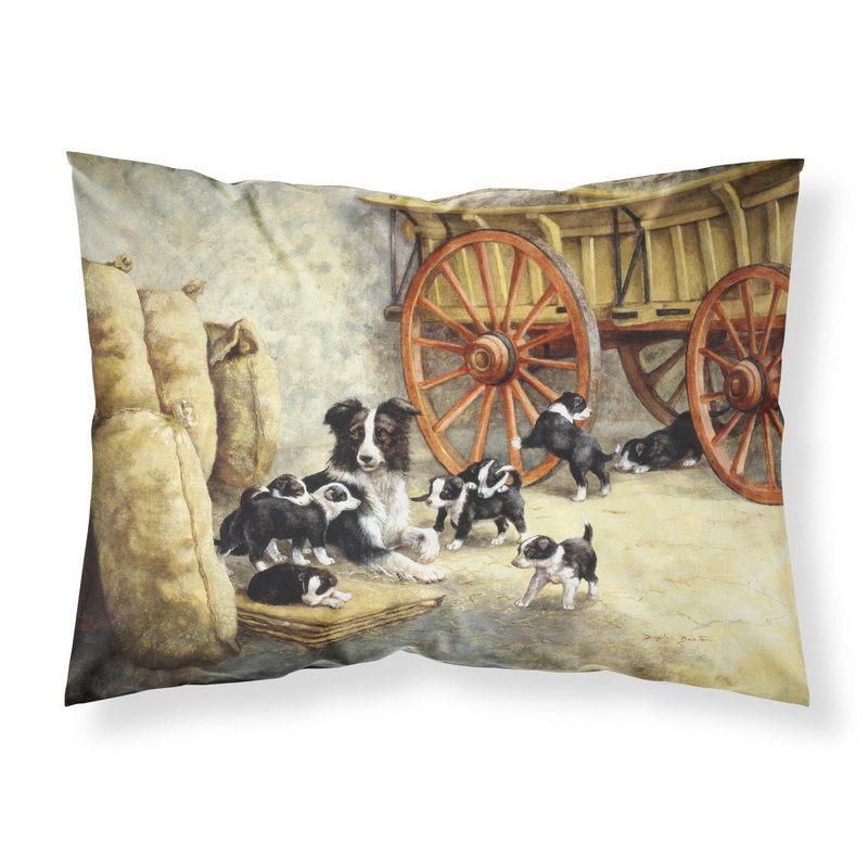 Border Collie Dog Litter Fabric Standard Pillowcase  Artistic Decorative Front, White Back BDBA0118PILLOWCASE
