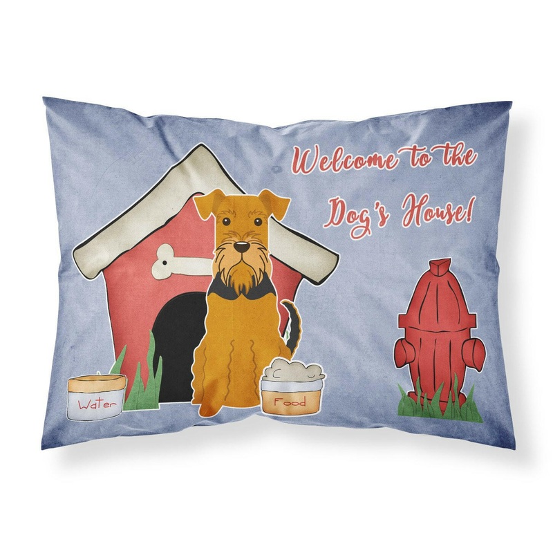 Dog House Collection Airedale Fabric Standard Pillowcase  Artistic Decorative Front, White Back BB2795PILLOWCASE