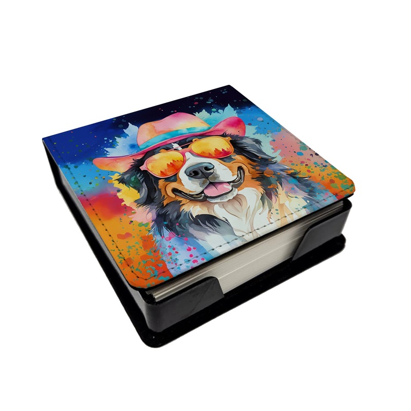 Bernese Mountain Dog Hippie Dawg PU Leather Note Paper Holder