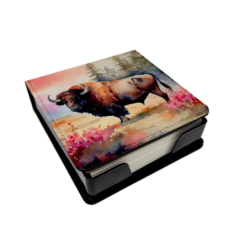 Wood Bison PU Leather Note Paper Holder