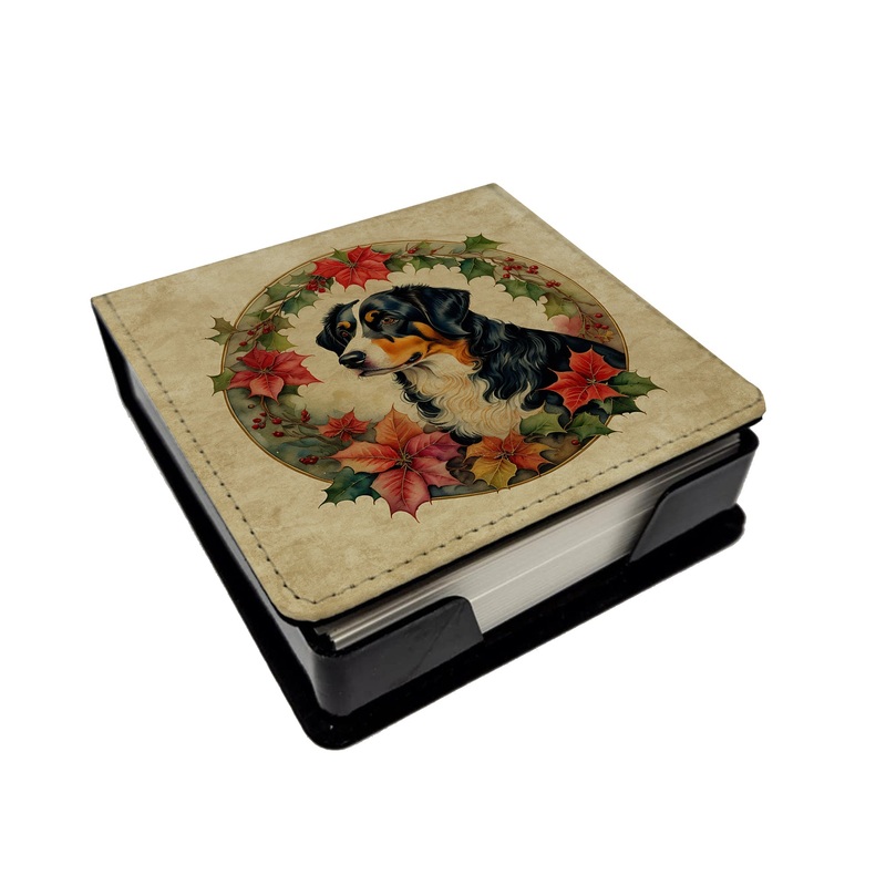 Appenzeller Sennenhund Christmas Flowers PU Leather Note Paper Holder