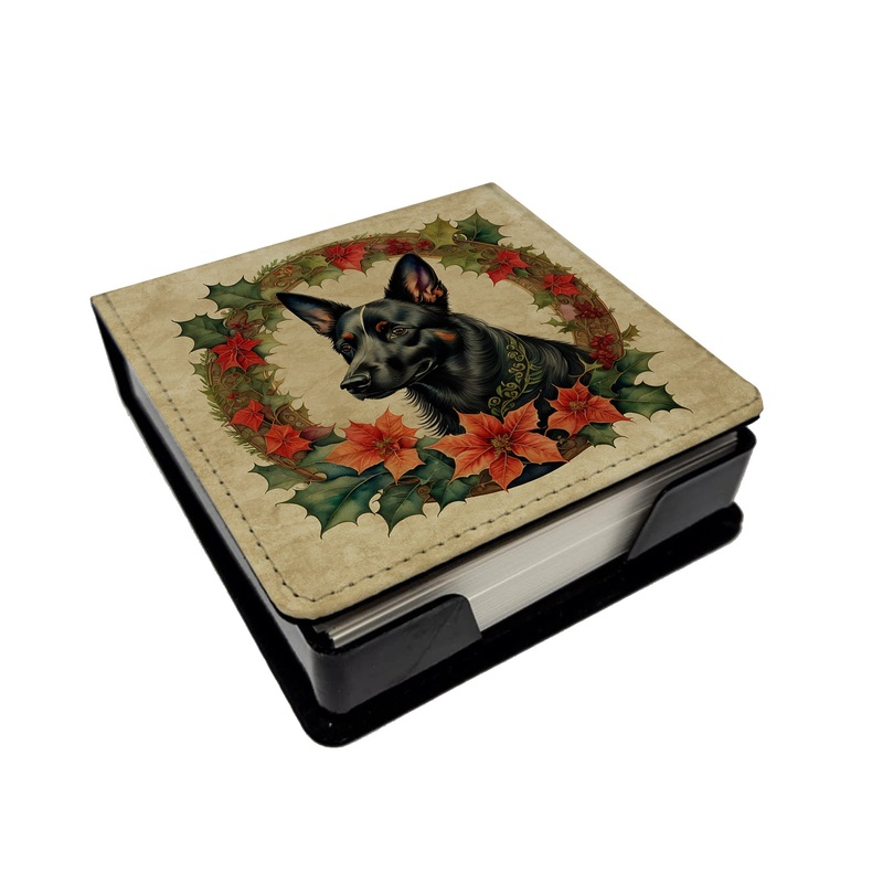 Australian Kelpie Christmas Flowers PU Leather Note Paper Holder