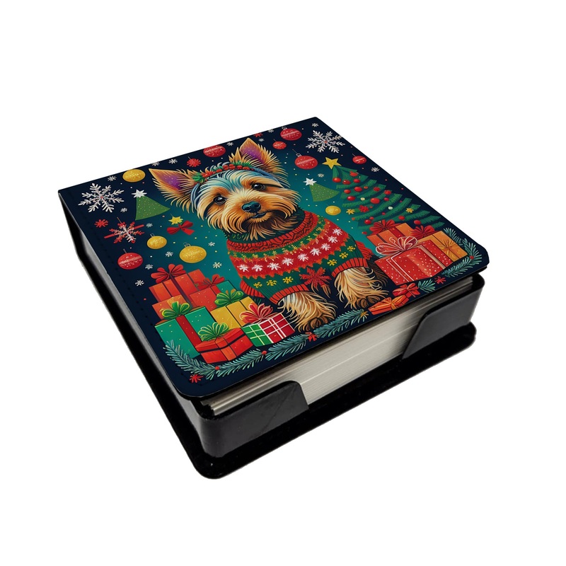 Australian Terrier Christmas PU Leather Note Paper Holder