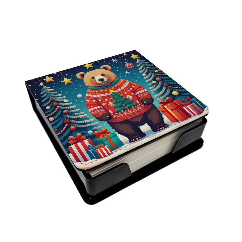 Bear Christmas PU Leather Note Paper Holder