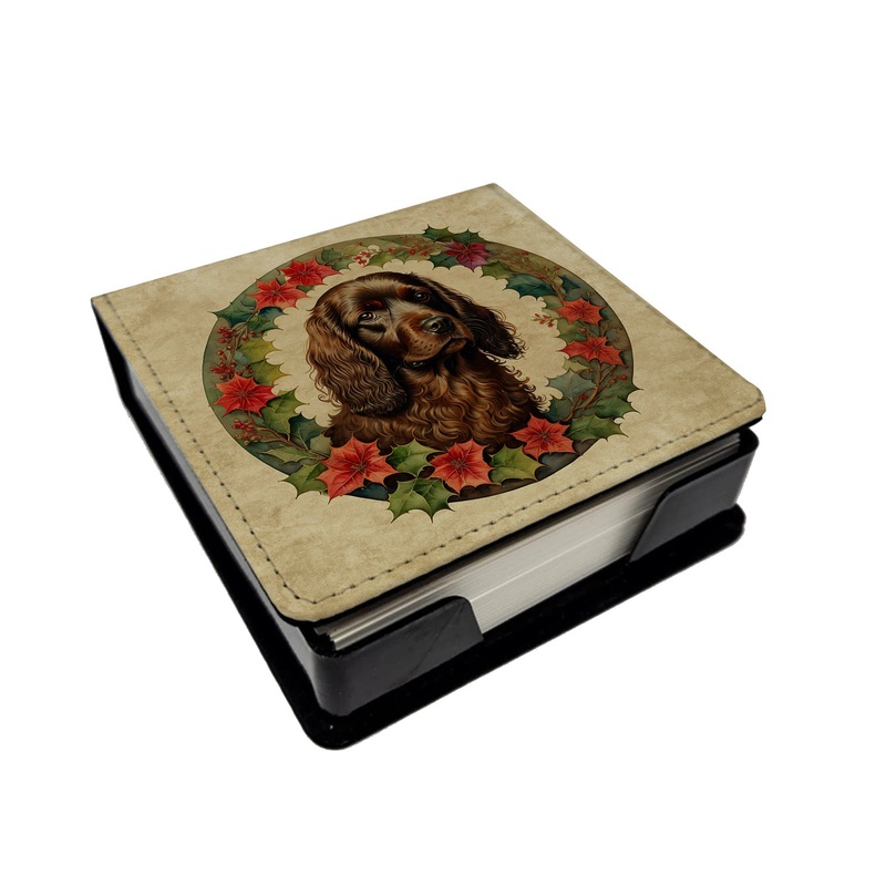Boykin Spaniel Christmas Flowers PU Leather Note Paper Holder