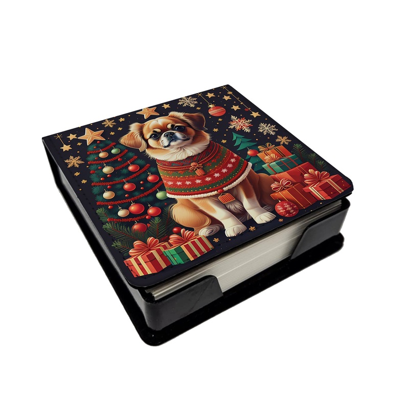Tibetan Spaniel Christmas PU Leather Note Paper Holder