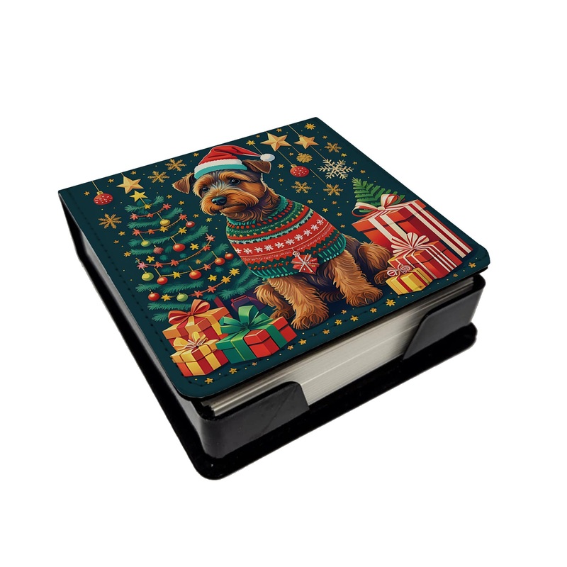 Welsh Terrier Christmas PU Leather Note Paper Holder