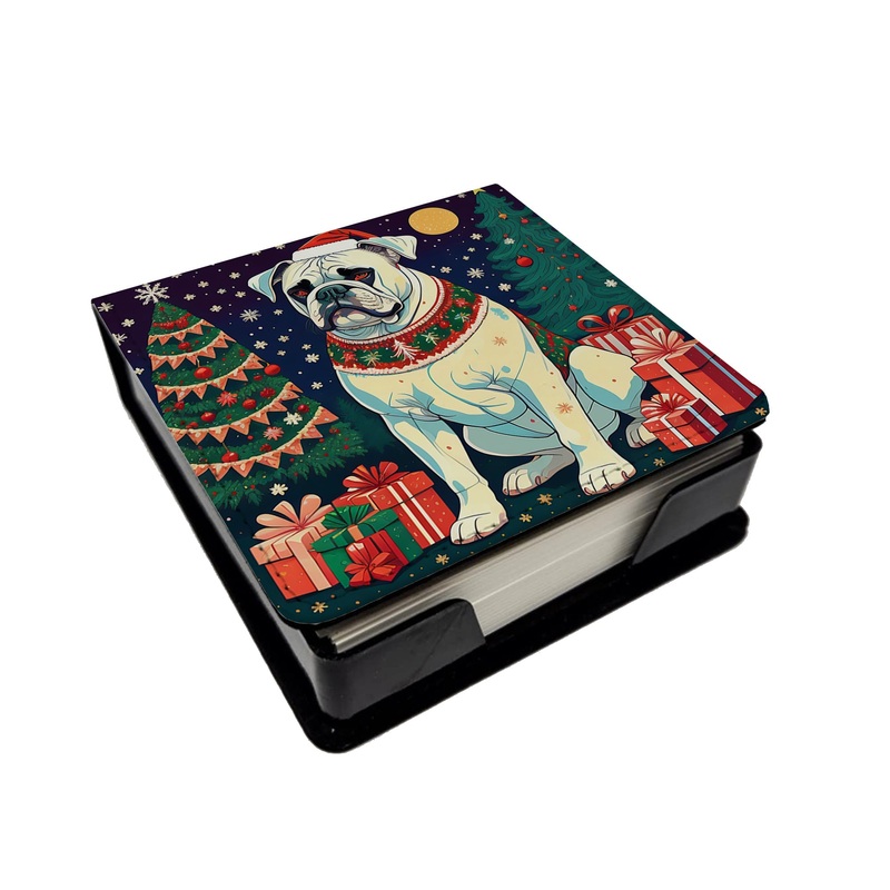 White Boxer Christmas PU Leather Note Paper Holder