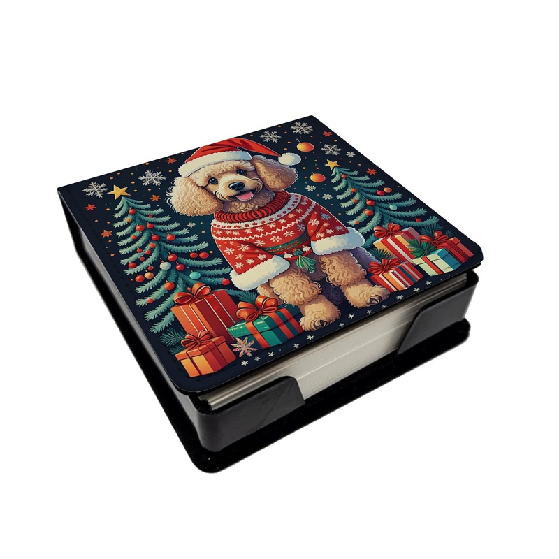 Apricot Toy Poodle Christmas PU Leather Note Paper Holder