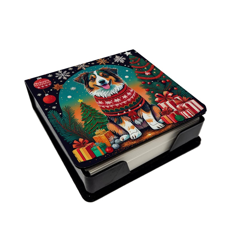 Australian Shepherd Christmas PU Leather Note Paper Holder