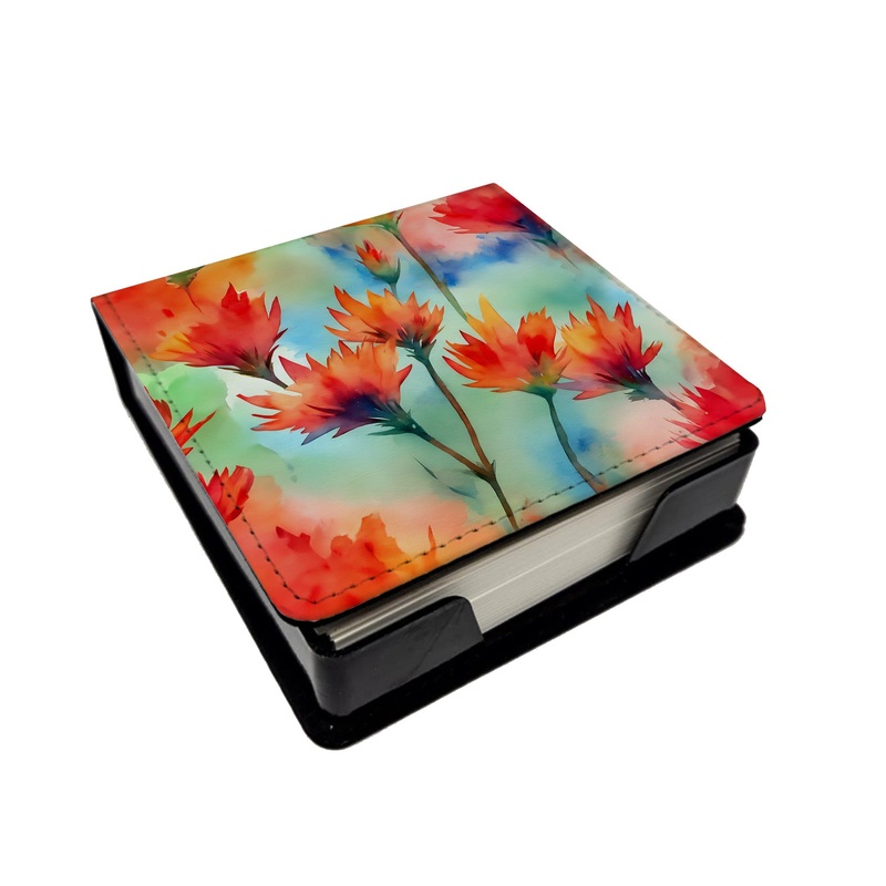 Wyoming Indian Paintbrush in Watercolor PU Leather Note Paper Holder