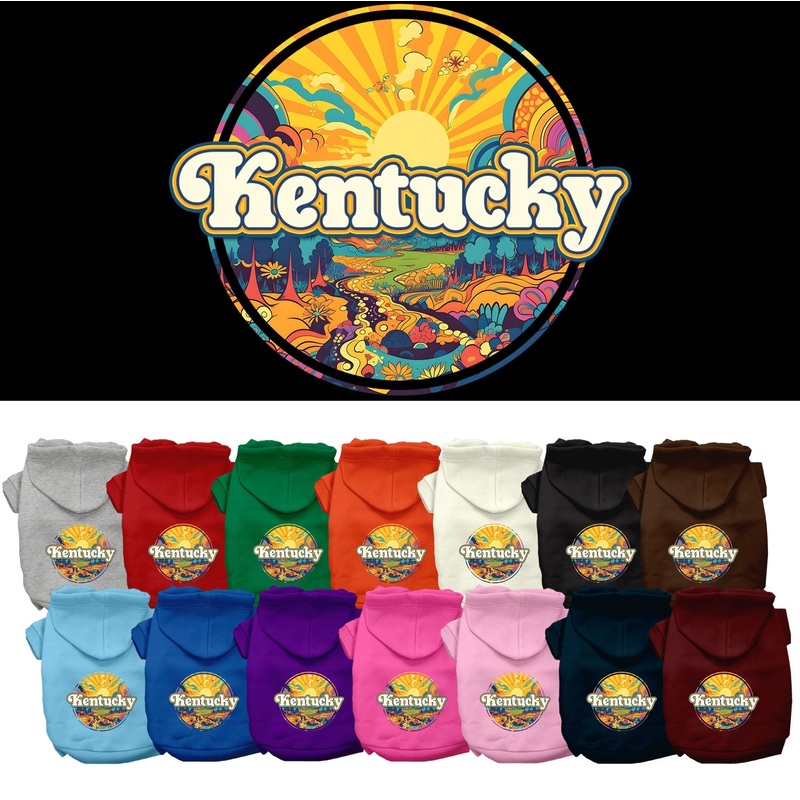 Pet Dog & Cat Screen Printed Hoodie for Medium to Large Pets (Sizes 2XL-6XL), "Kentucky Trippy Peaks"
